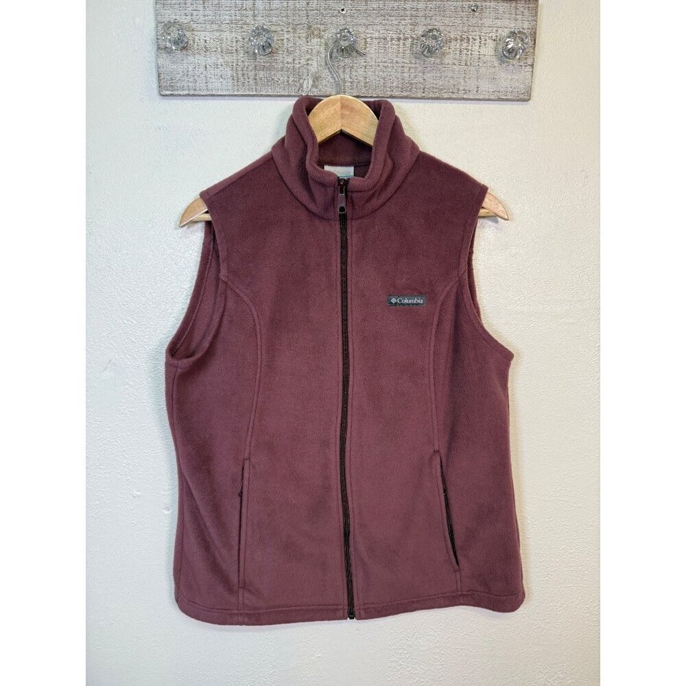 Columbia Womens Burgundy Fleece Vest  Large Full-Zip Athleisure Outdoors